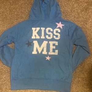 Vintage Pink full zip Kiss Me hoodie